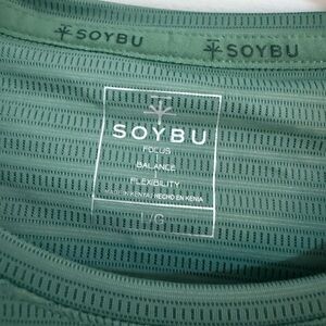 NWOT Soybu Men's L Green Striped Short Sleeve Active T-Shirt
